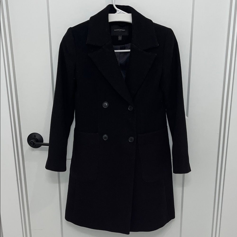 Banana Republic Factory Classic Coat Black Petite XXS